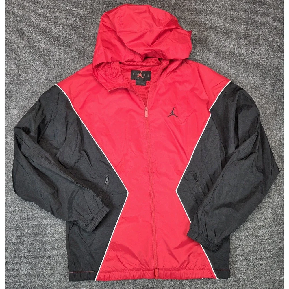 NEW Air Jordan Hooded Draft Jacket Mens Small Red Black Nike Jumpman